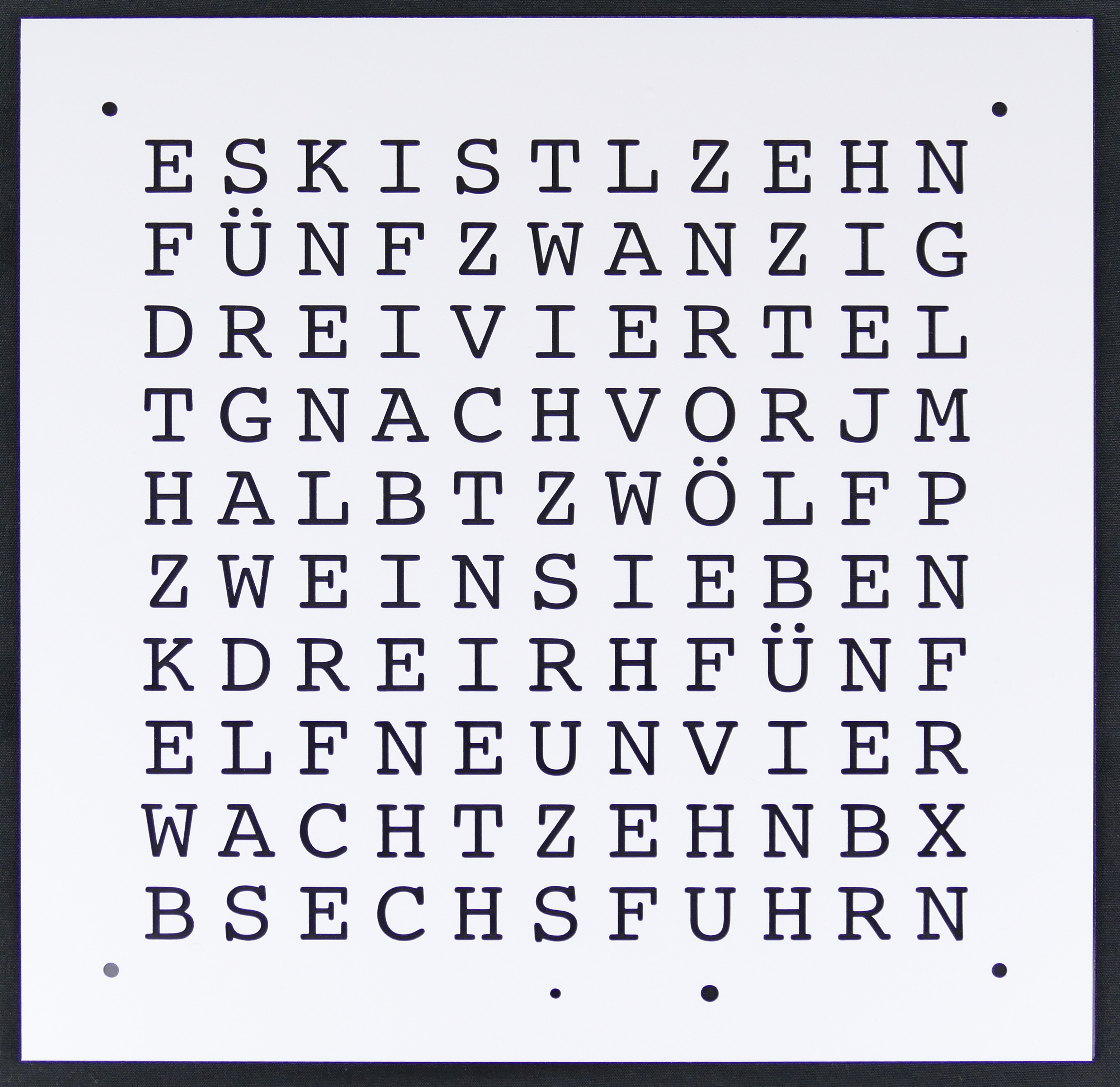 Wortuhr-schablone in weiß